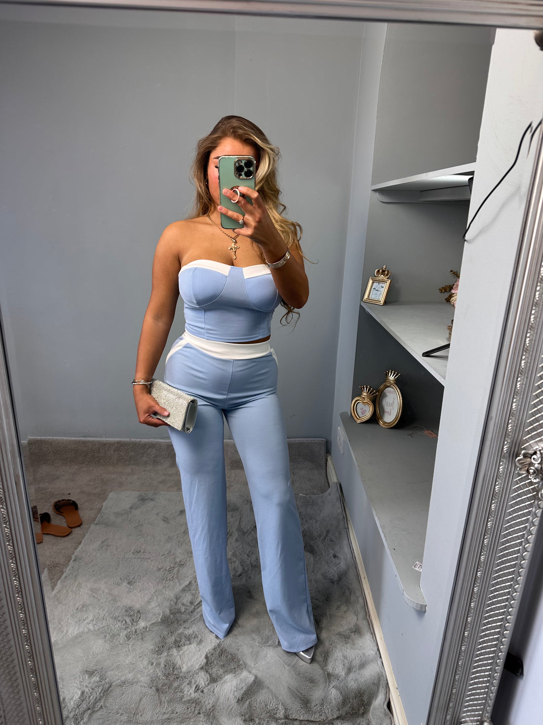 EMMIE bandeau fold over detail top &amp; trousers