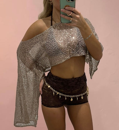 ISLAND Sequin Sheer Poncho