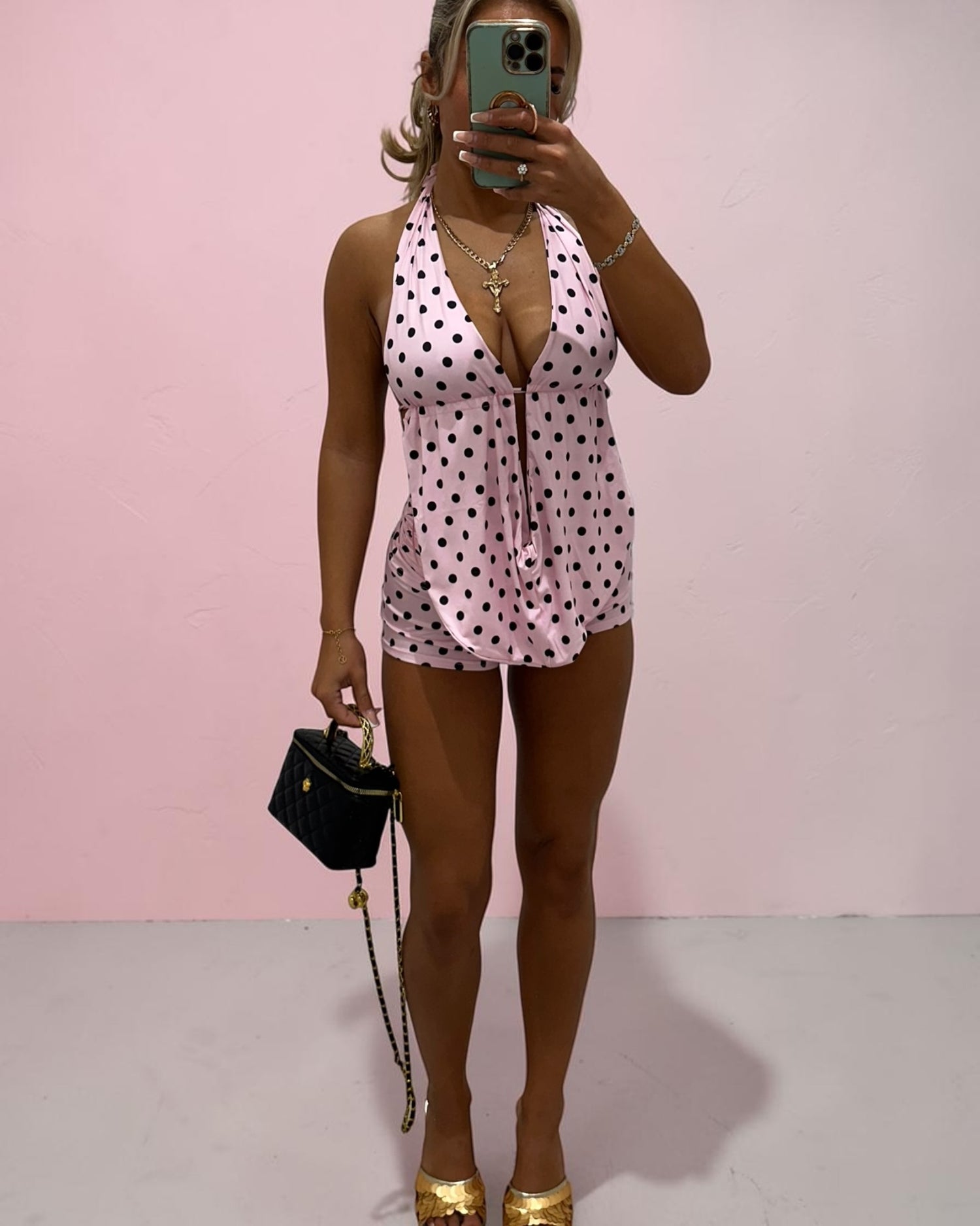 MYLA Two Piece Polka Dot Short and Halter Neck Top Coord
