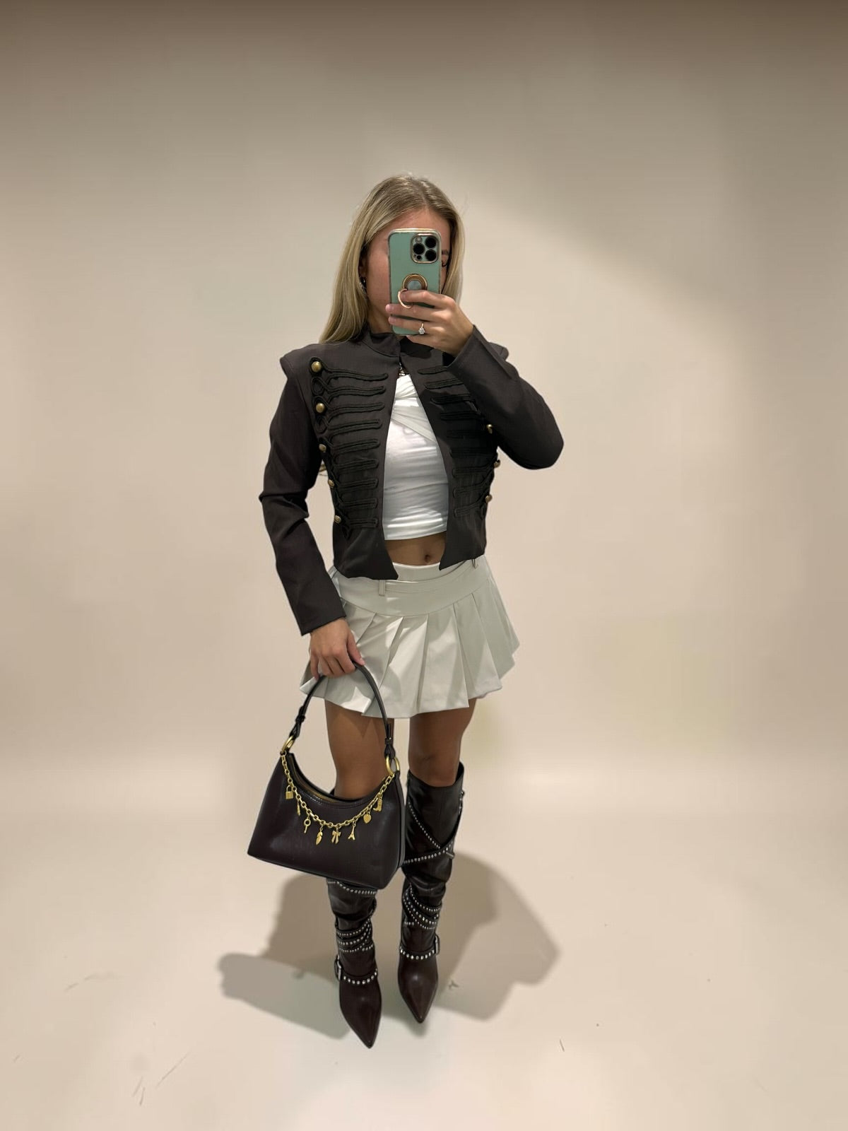 MICHELLE Puff Shoulder Military Style Jacket