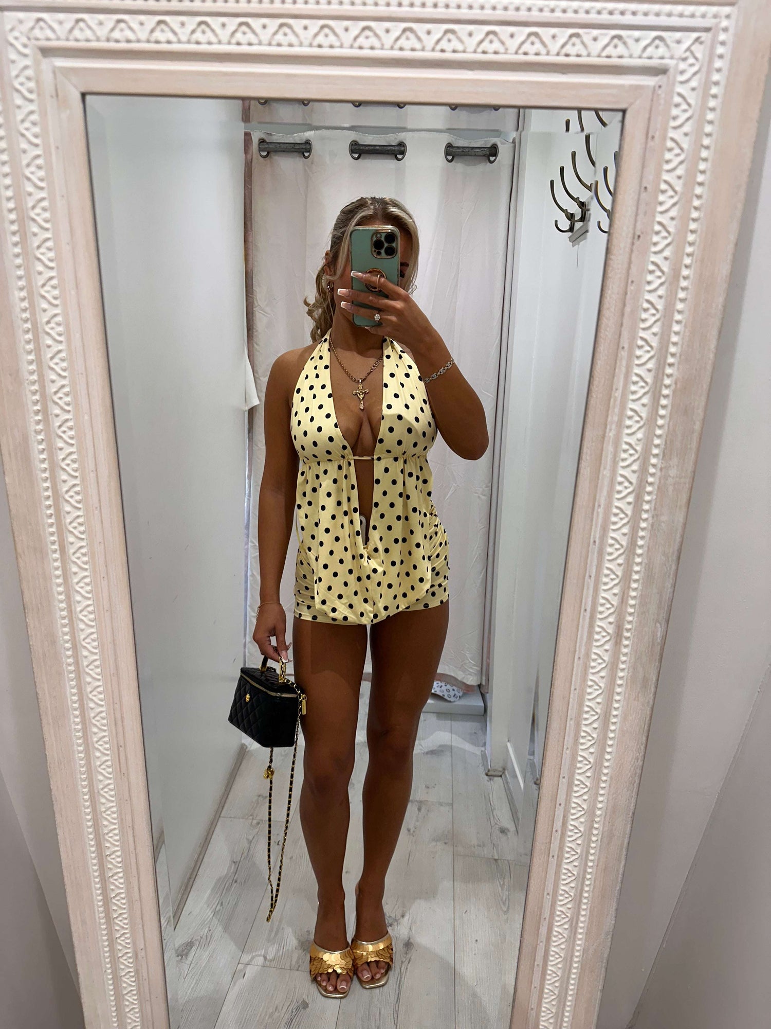 MYLA Two Piece Polka Dot Short and Halter Neck Top Set for Women stylish and comfortable