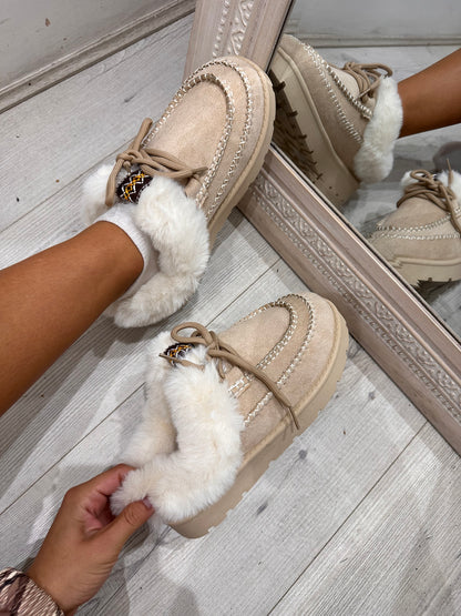 ELLON Cosy Fur Lined Slip on Shoes