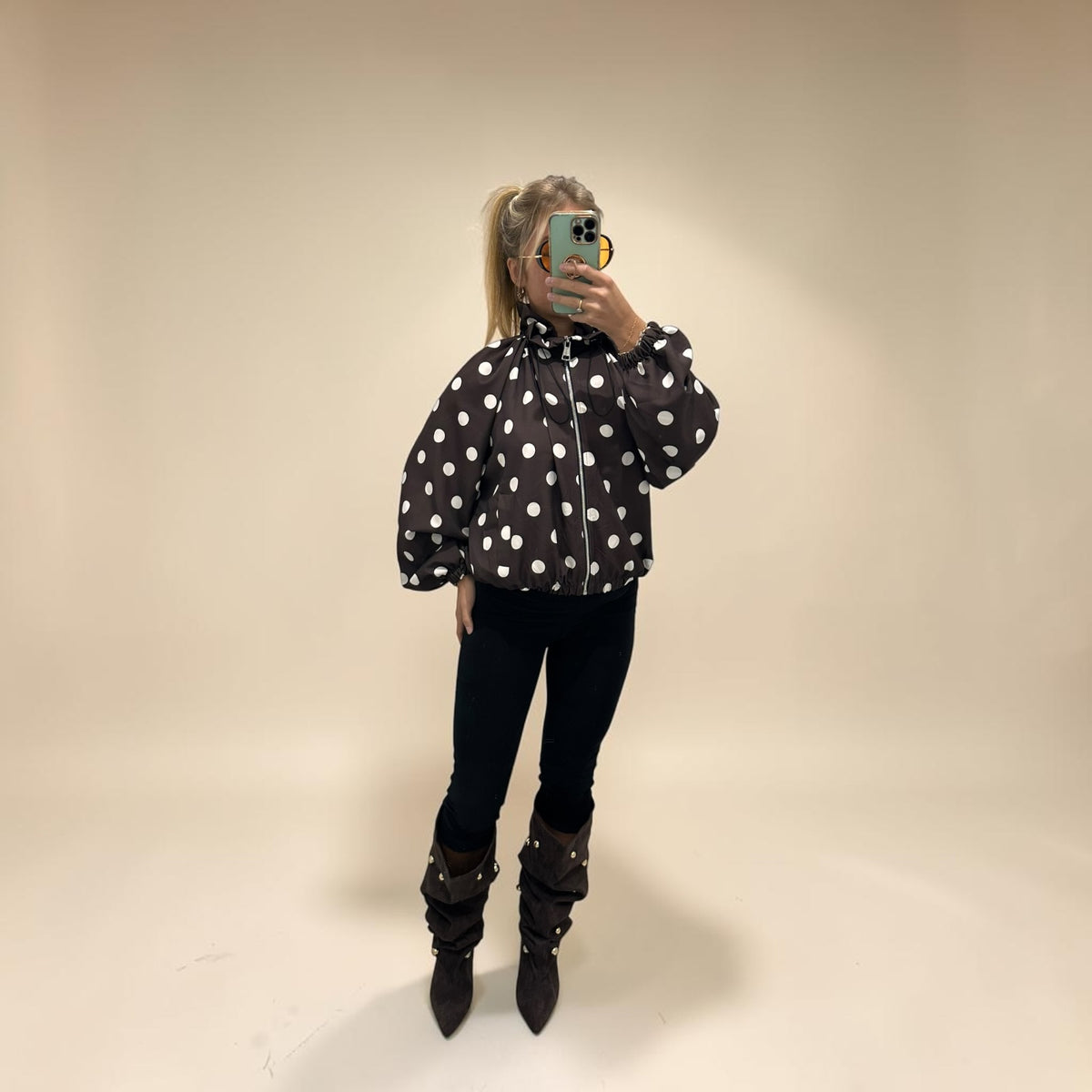 SOLANO Polka Dot Bomber Jacket