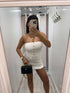 Lara Gold Button knitted skirt and bandeau top set stylish everyday outfit
