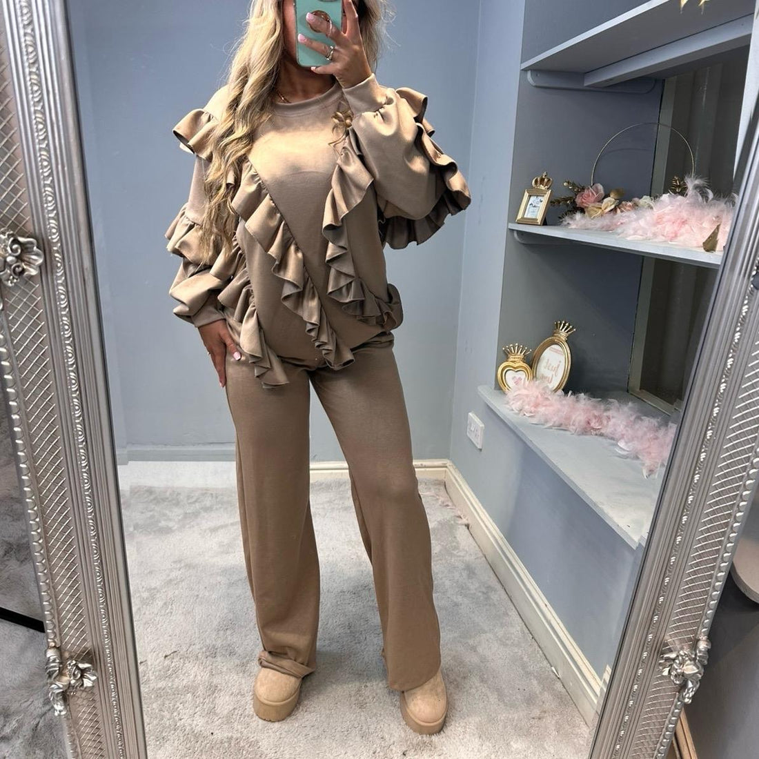 GWP Ladies Ruffled Flare Leg Lounge Set