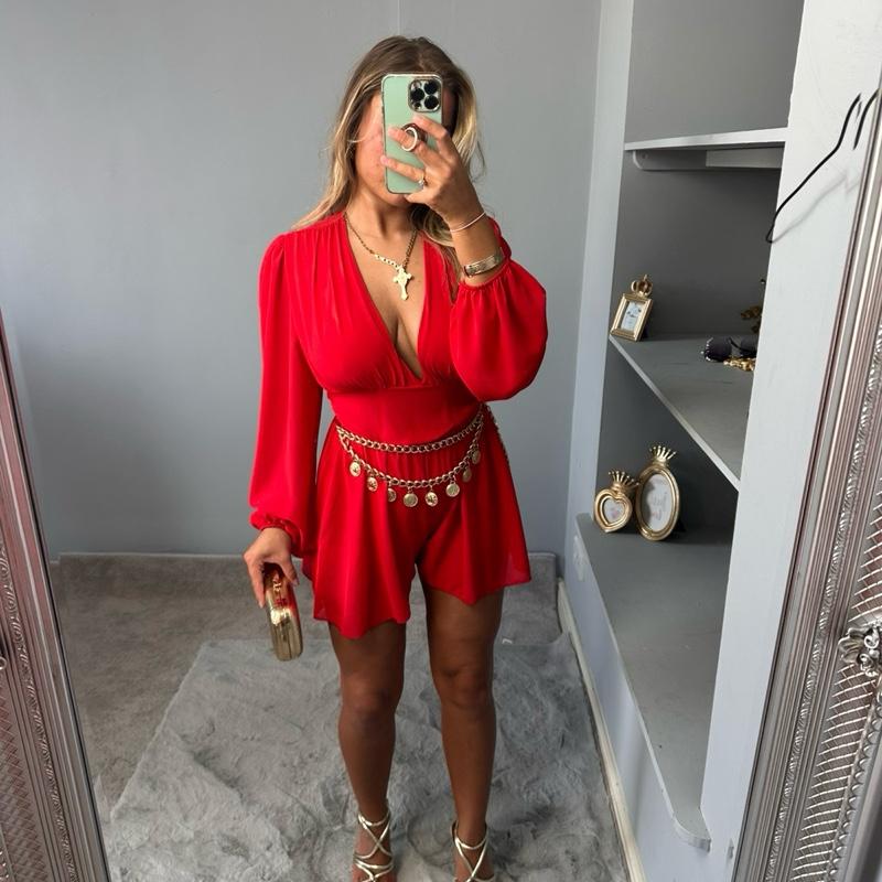 Dellilah Sheer Floaty V-Neck Summer Playsuit