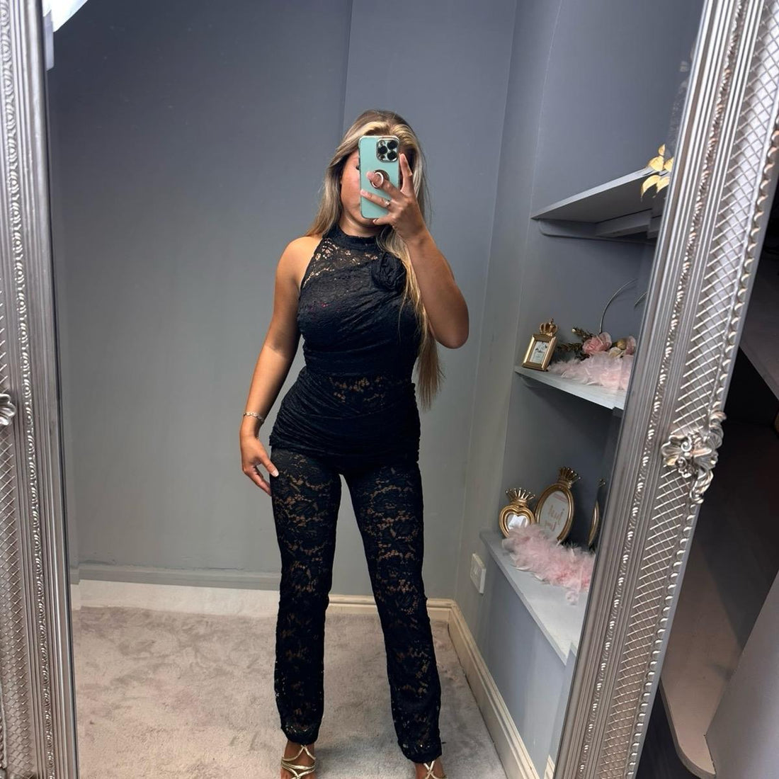 Addison Lace Rose Detail Sleeveless Jumpsuit