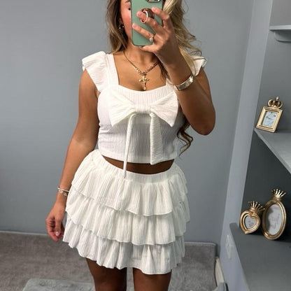 Kelsey Women’s Ruffled Skirt Outfit Top Set