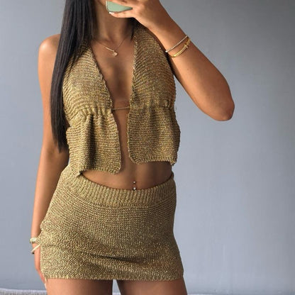 Aurora Stylish Glitter Two-Piece Outfit
