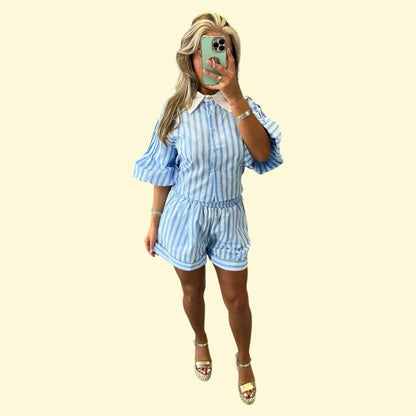 Eloise Striped Puff Sleeve Co-Ord Set