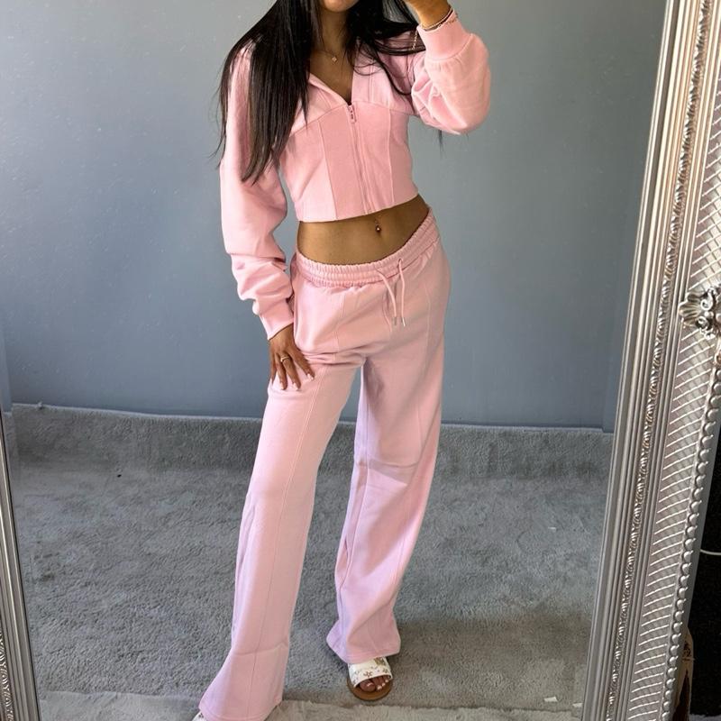 Blake Cropped Fleece Zip Up Tracksuit