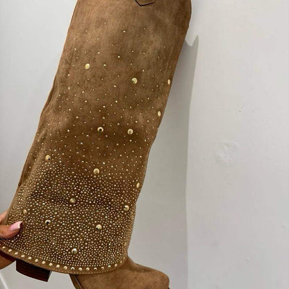 ORLA Sparkle Suede Rhinestone Cowboy Overlay Boots