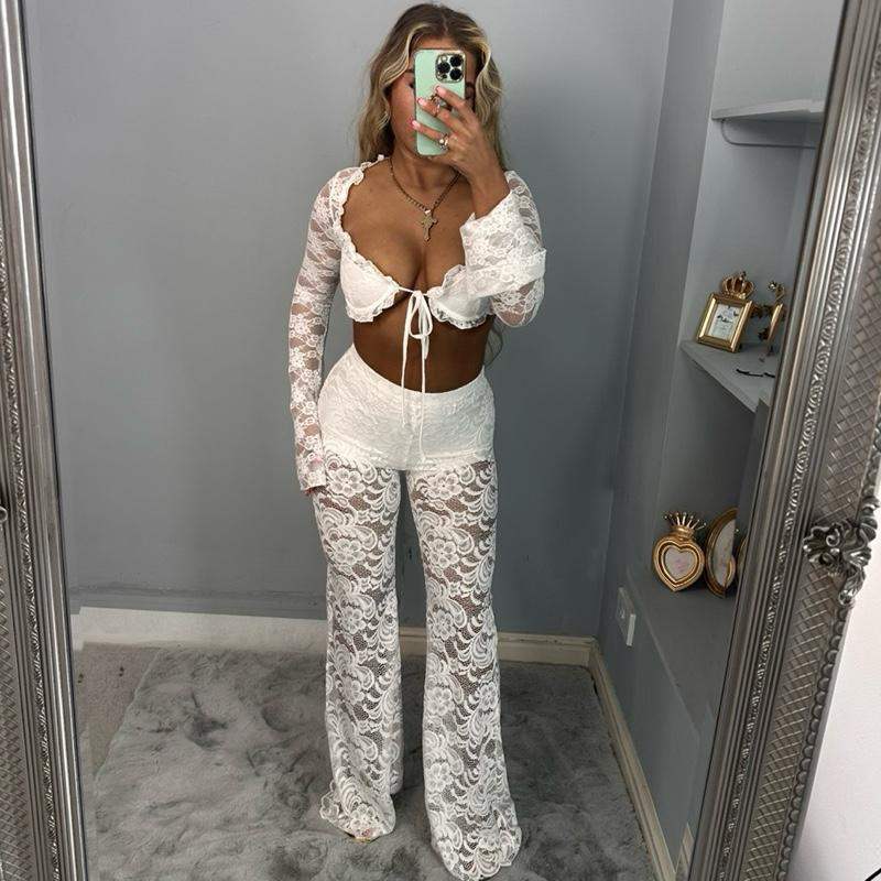 Rhiann Lace Flared Flattering Pants