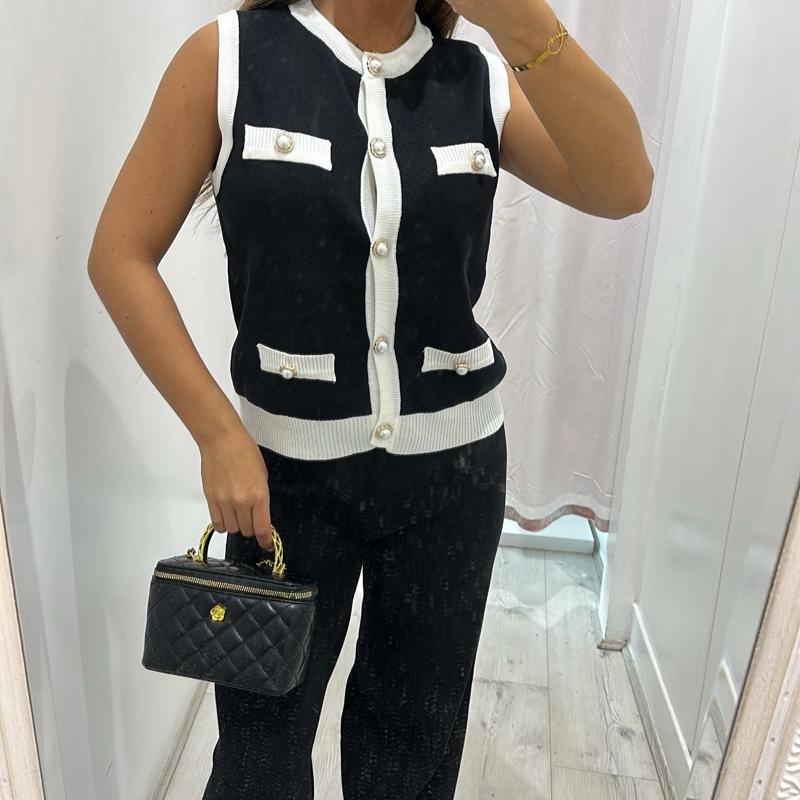 Saffron Sleeveless Knitted Top Trouser Set