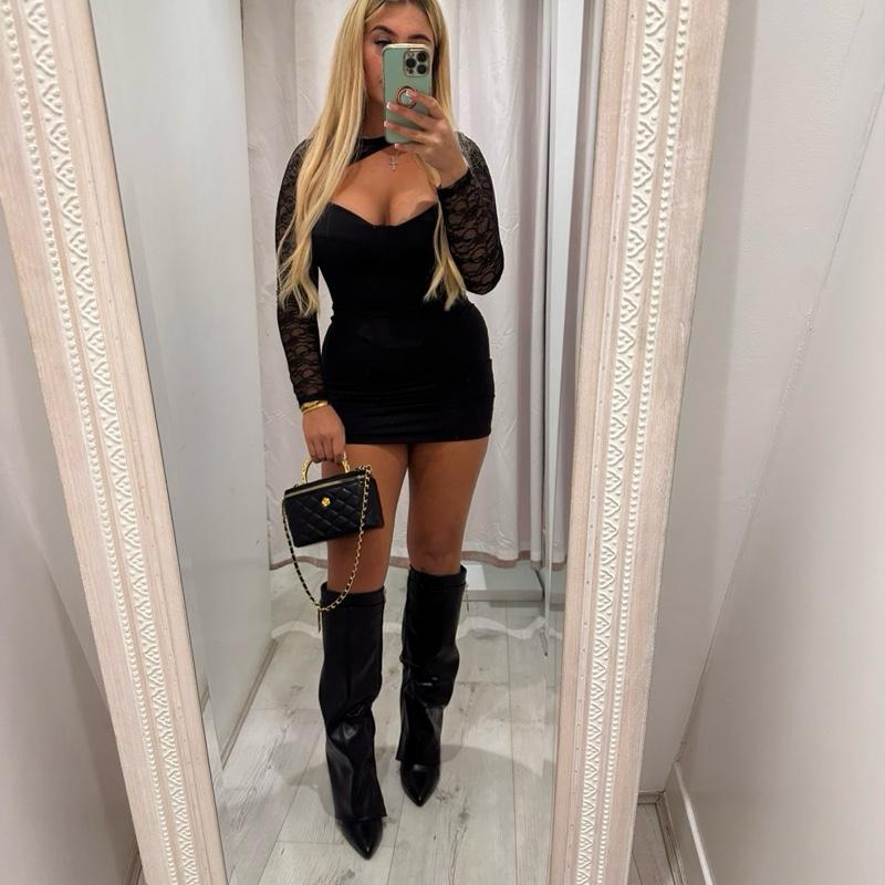 SLOANE Slinky Dress with  Lace Sleevese Basic Summer Minimalist Casual Womenswear