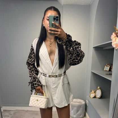 Leopard Sleeve Blazer Dress Womenswear