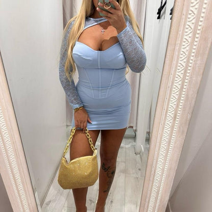 SLOANE Slinky Dress with  Lace Sleevese Basic Summer Minimalist Casual Womenswear