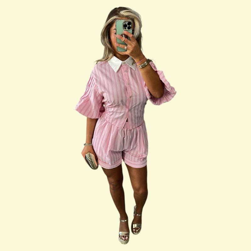 Eloise Striped Puff Sleeve Co-Ord Set