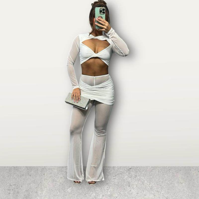 SULLY Sheer &amp; Slinky Flared Trouser Set