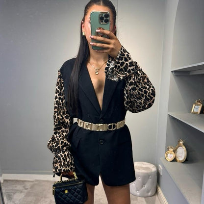 Leopard Sleeve Blazer Dress Womenswear