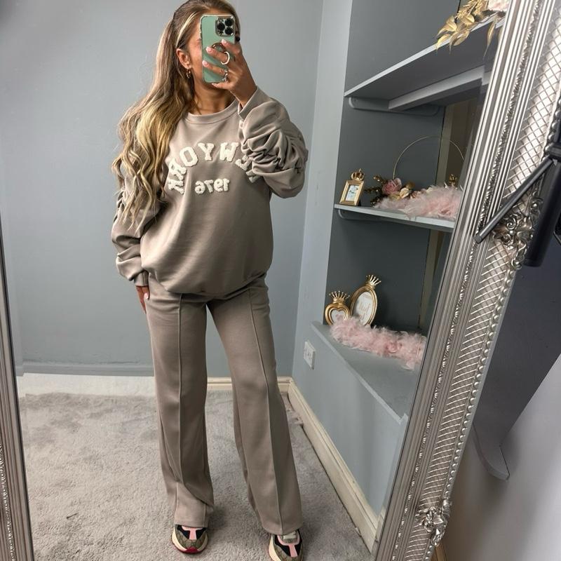 Embroidered Long Sleeve Tracksuit Set