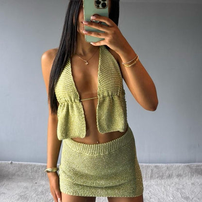 Aurora Stylish Glitter Two-Piece Outfit