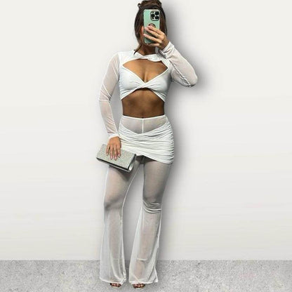SULLY Sheer &amp; Slinky Flared Trouser Set