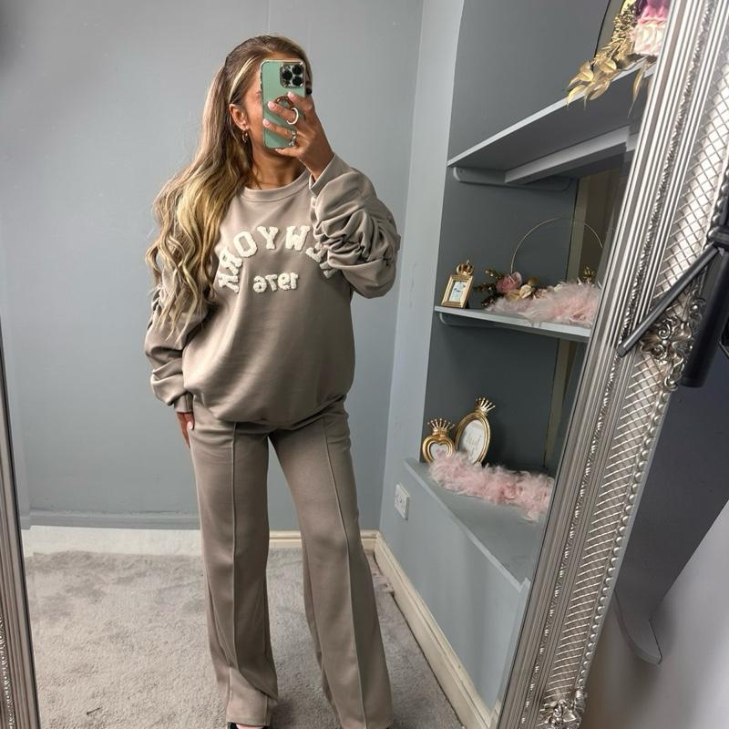 Embroidered Long Sleeve Tracksuit Set
