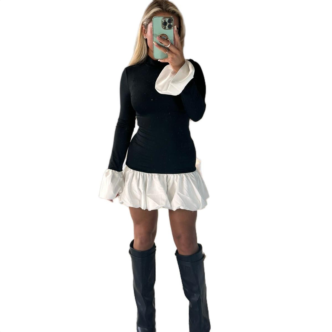 GWP Turtle Neck Long Sleeve Puff Dress