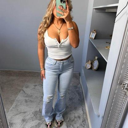 Riri Women’s Ripped Rhinestone Jeans