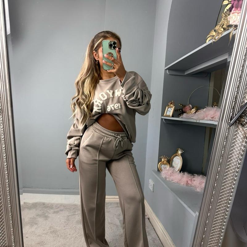 Embroidered Long Sleeve Tracksuit Set