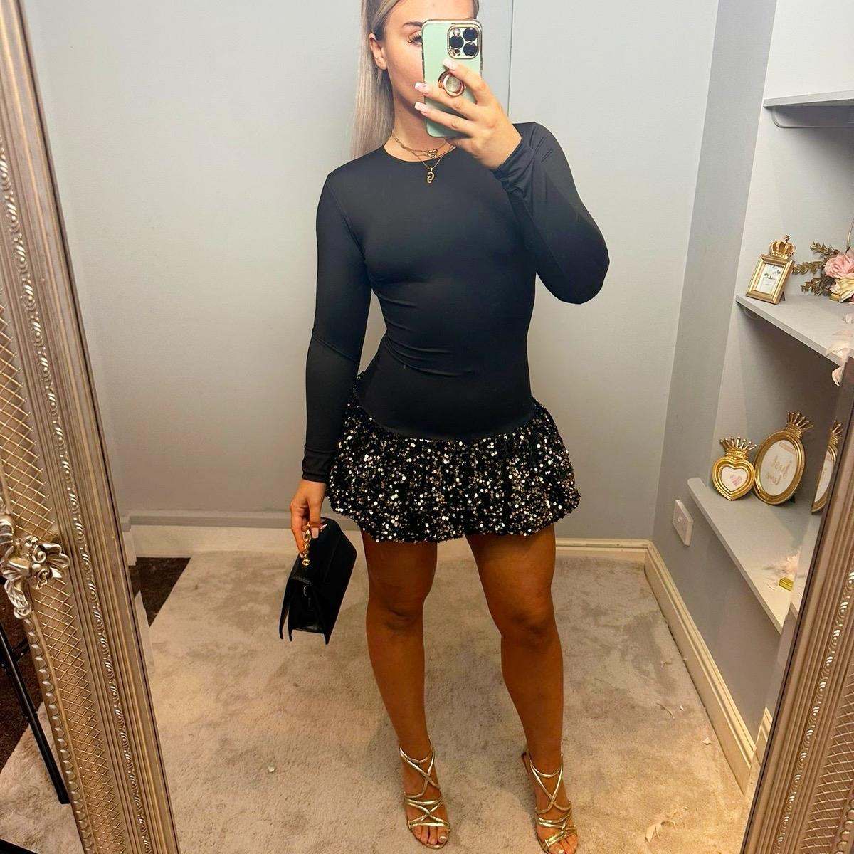 SKYE Puff Ball Sequinned Dress