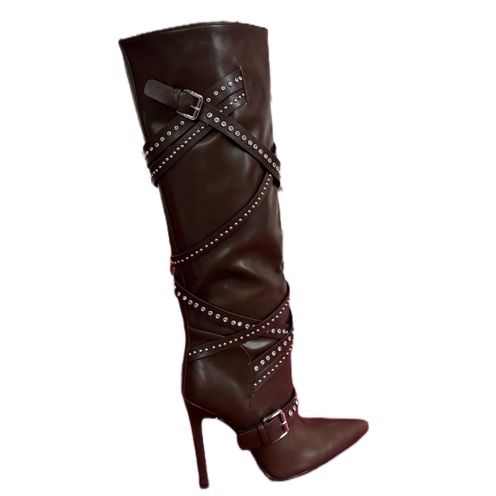 GWP High Heel Rhinestone Buckle Boots