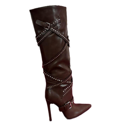 GWP High Heel Rhinestone Buckle Boots