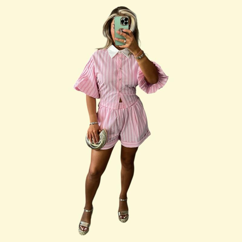 Eloise Striped Puff Sleeve Co-Ord Set