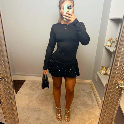 SKYE Puff Ball Sequinned Dress