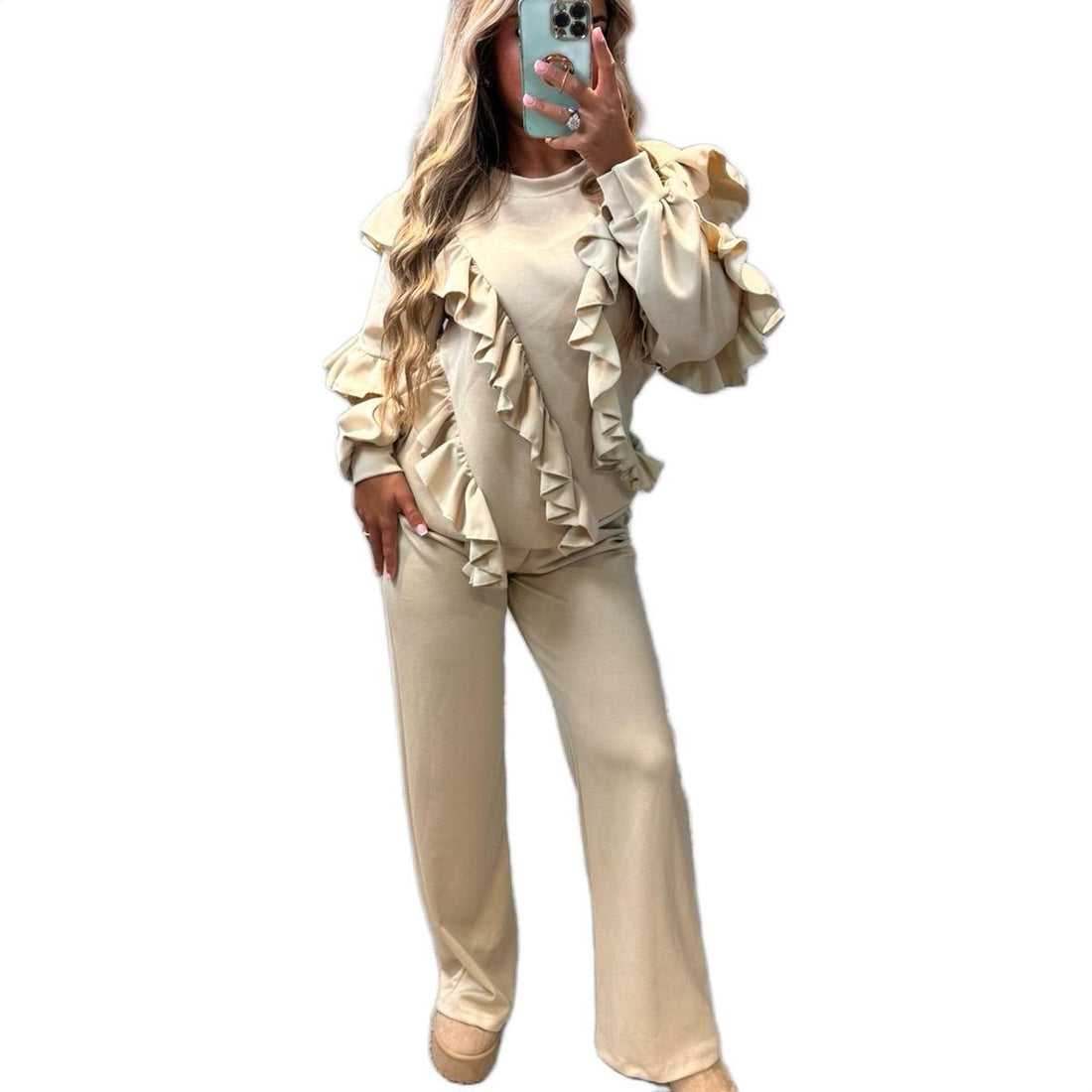 GWP Ladies Ruffled Flare Leg Lounge Set