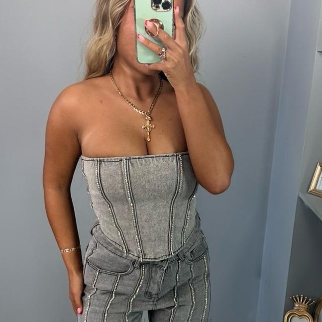 Paloma Diamante Denim Corset for Women