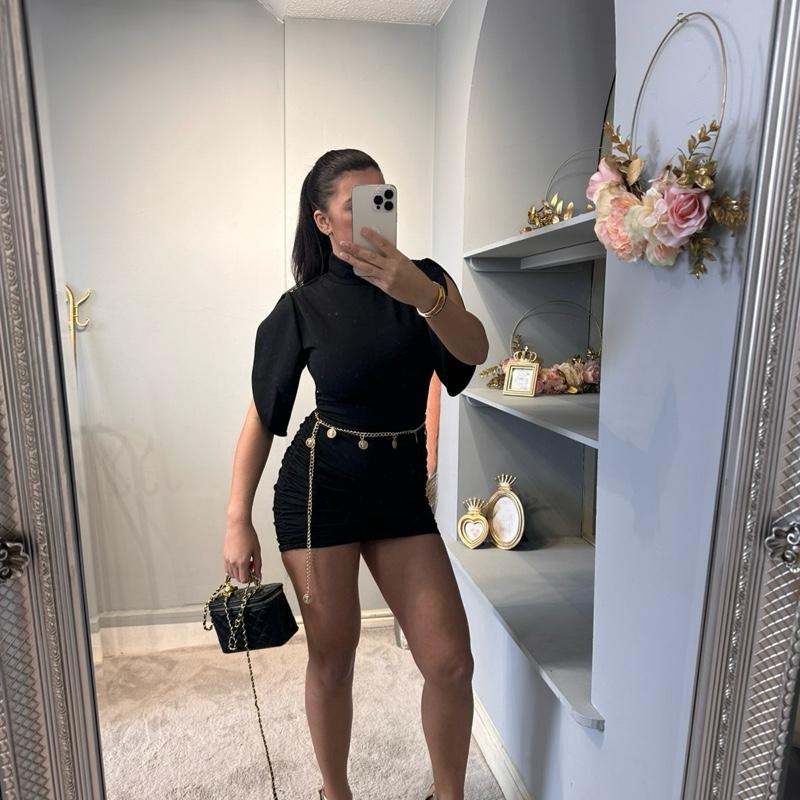 IRIS Dress - Bodycon Dress with Padded Shoulder