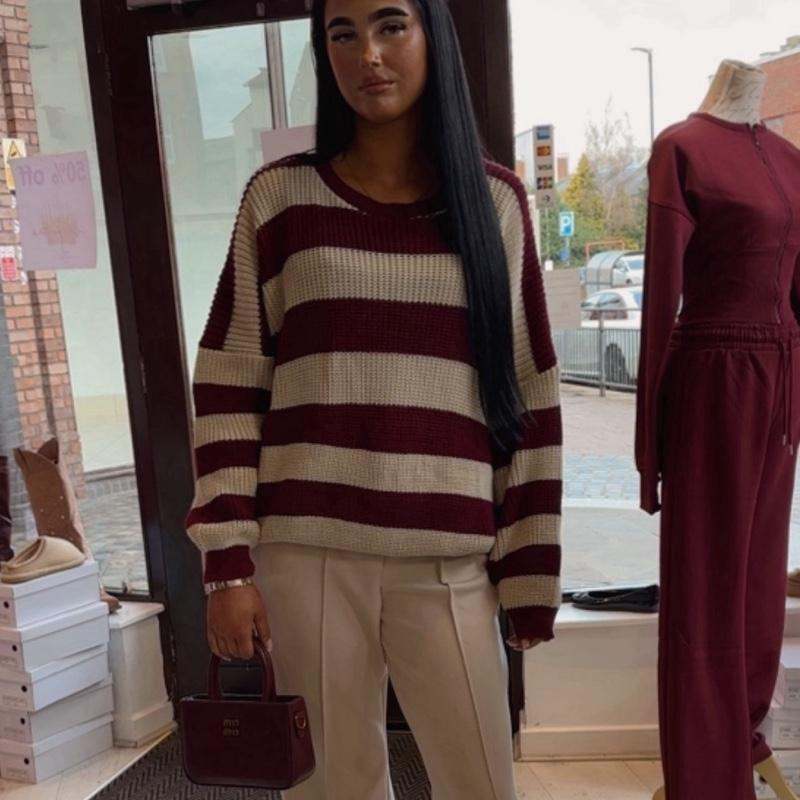 Pull en maille rayé à manches longues IMANI