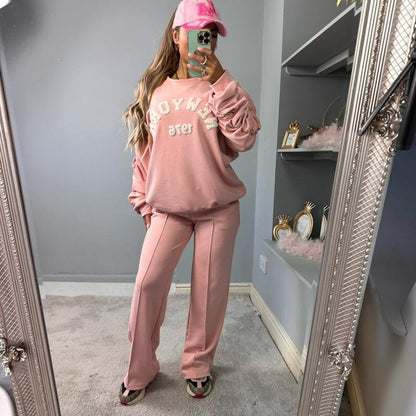 Embroidered Long Sleeve Tracksuit Set