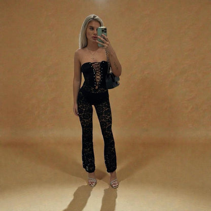 LUNA Lace Bandeau Strappy Jumpsuit