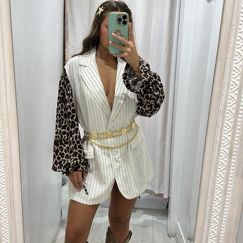 Leopard Sleeve Blazer Dress Womenswear