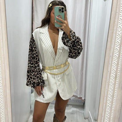 Leopard Sleeve Blazer Dress Womenswear